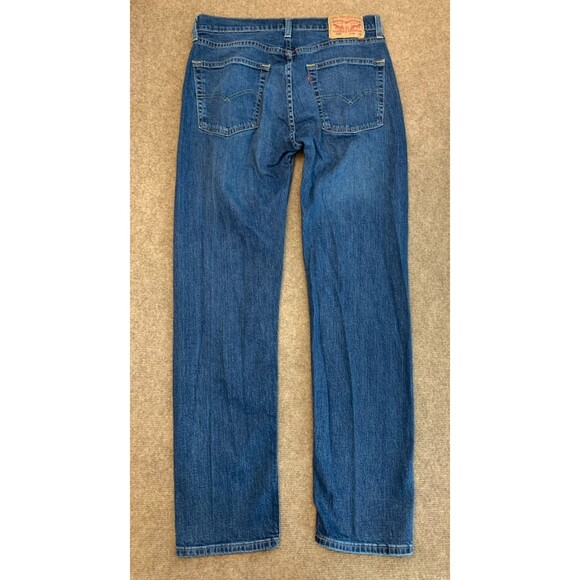 Levis 505 Jeans Mens 32x32 Straight Leg Whiskered Dark Wash Cotton Denim - Picture 2 of 9